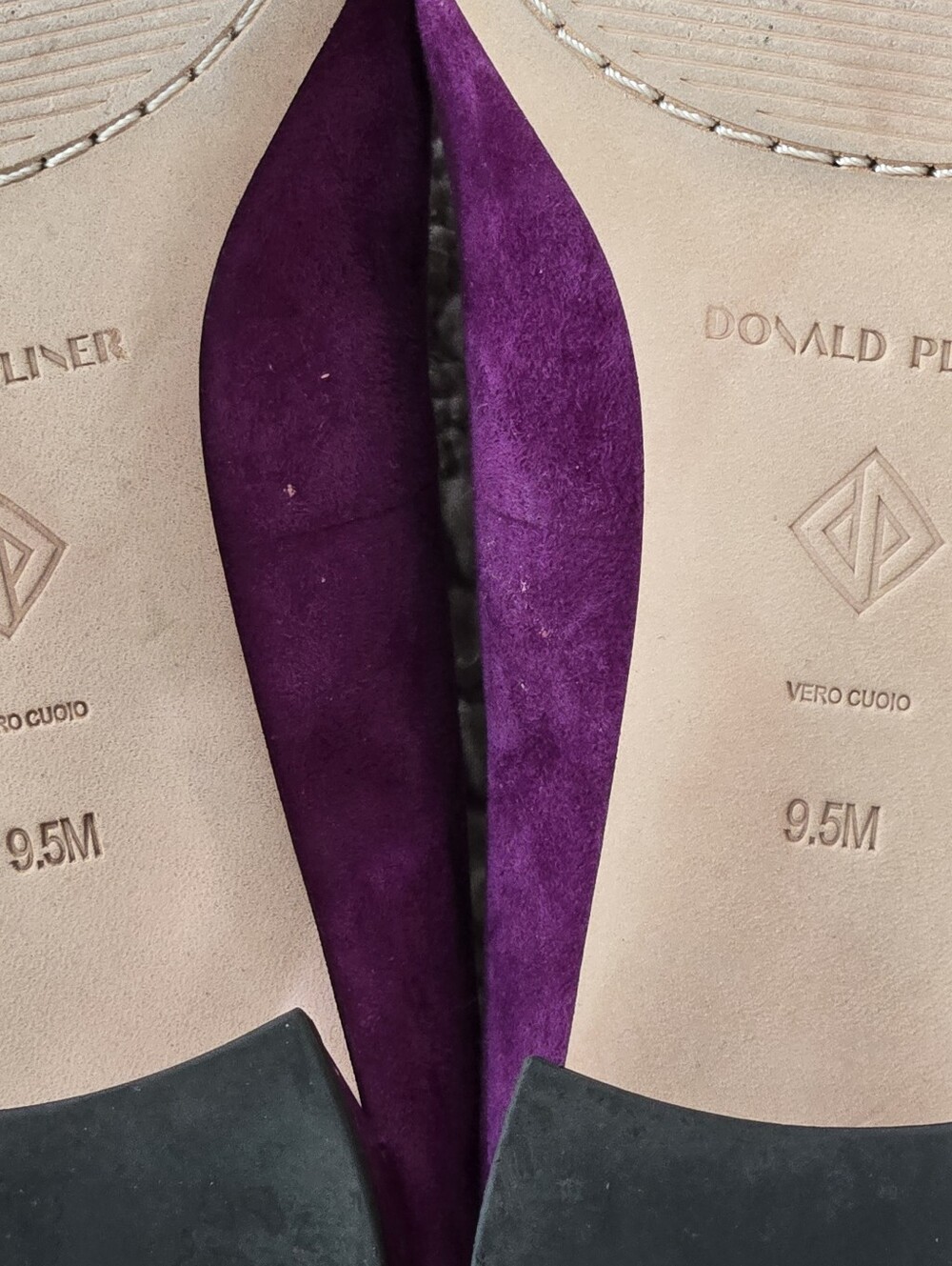 Donald Pliner Suzette Purple Suede Pointed Toe Block Heel Pumps Sz 9.5 - Picture 7 of 8